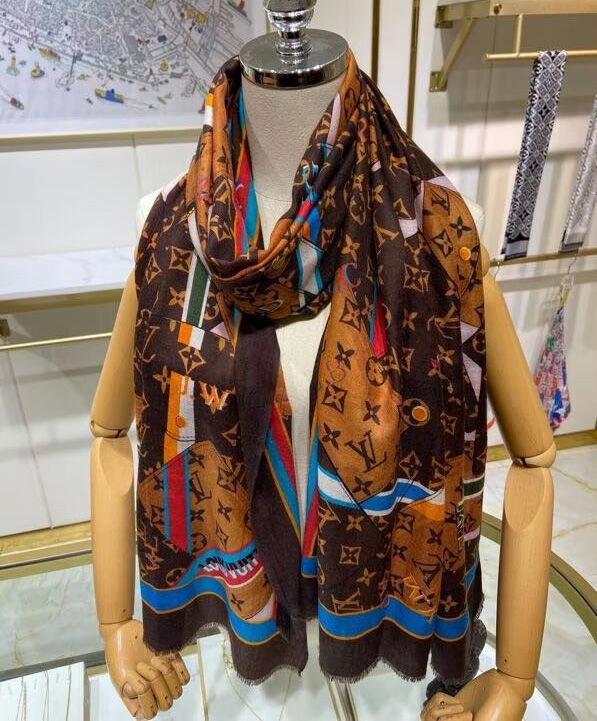 Louis Vuitton Scarf Women s Personally LV 70 Long Square Coffee - Click Image to Close