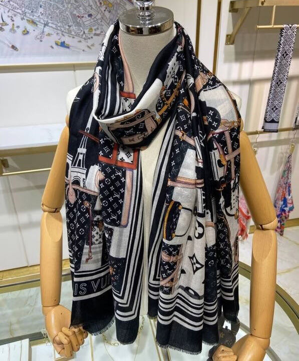 Louis Vuitton Scarf Women s Skyline Long Scarf Black - Click Image to Close