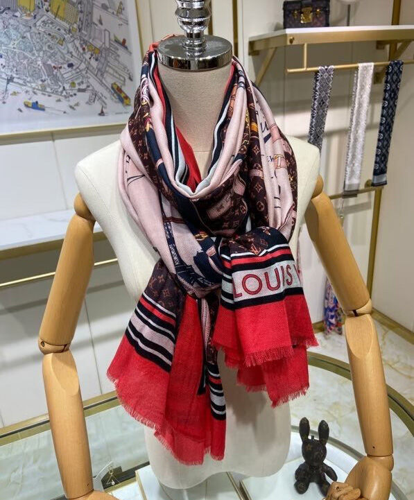 Louis Vuitton Scarf Women s Skyline Long Scarf Red