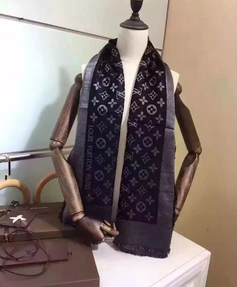 Louis Vuitton Scarf Monogram Shine Shawl Black