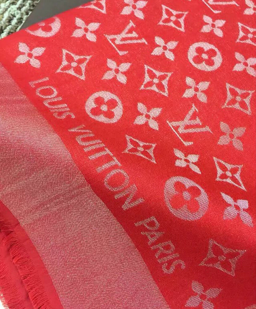 Louis Vuitton Scarf Monogram Shine Shawl Red