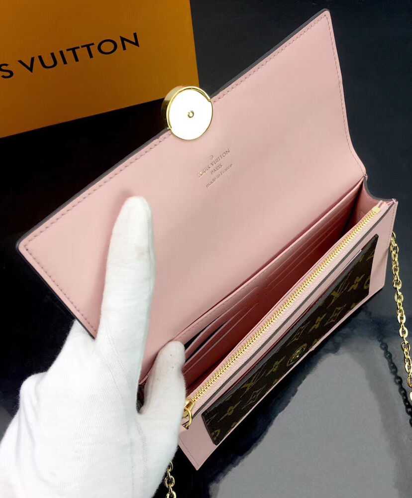 Louis Vuitton Flore Chain Wallet M67404 M67405 Pink